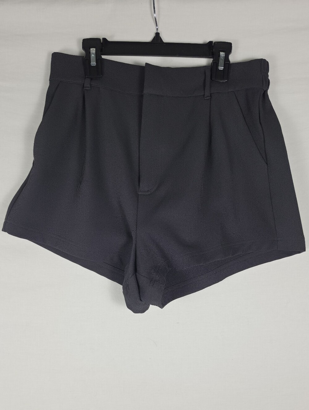 Free People Charcoal Gray Ribbed High-Waisted Pleated Tailored Shorts - Size S